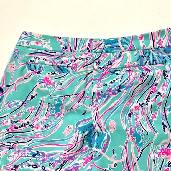 Lilly Pulitzer Buttercup Knit Shorts Women 0 EUC‎ Stretched Pockets Scalloped - Picture 6 of 13